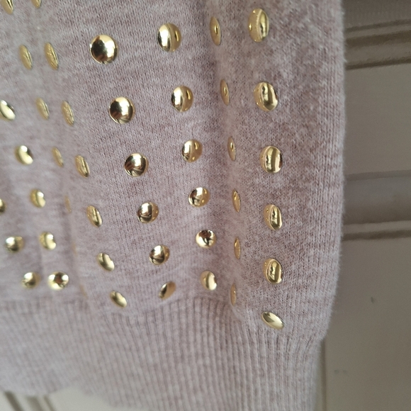 Express Sweater SzS/P Cream Stud Embellished Front Banded Cuff/Hem Cotton/Nylon - Picture 5 of 9